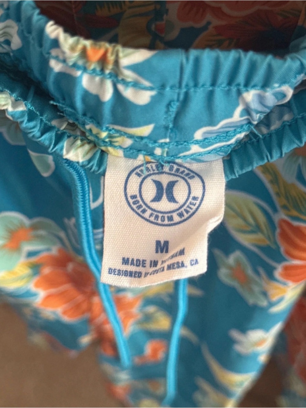 Mens Hurley Floral Two-Piece Shirt & Shorts Set - Turquoise & Orange - Picture 3 of 4